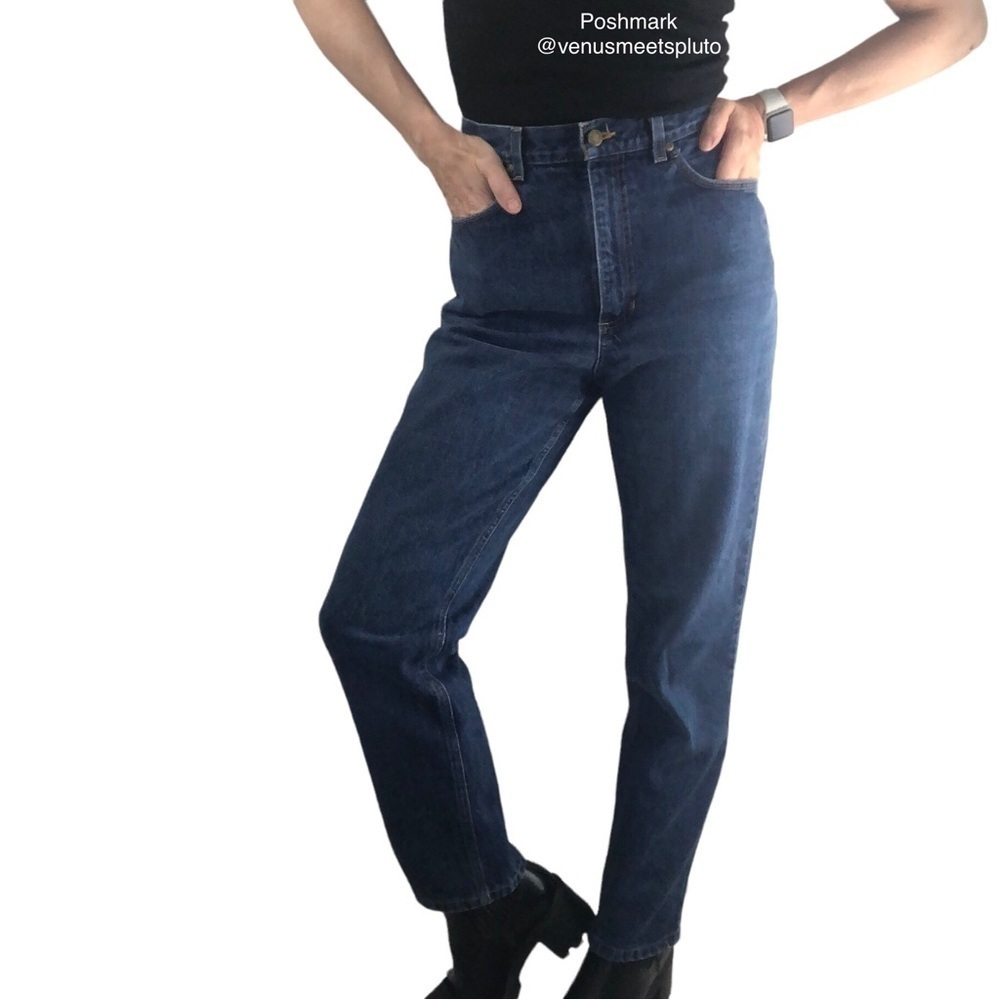 Vintage 90’s Jones Sport Jeans Sz 8 High Rise Taper Mom Dark Wash Blue Cotton